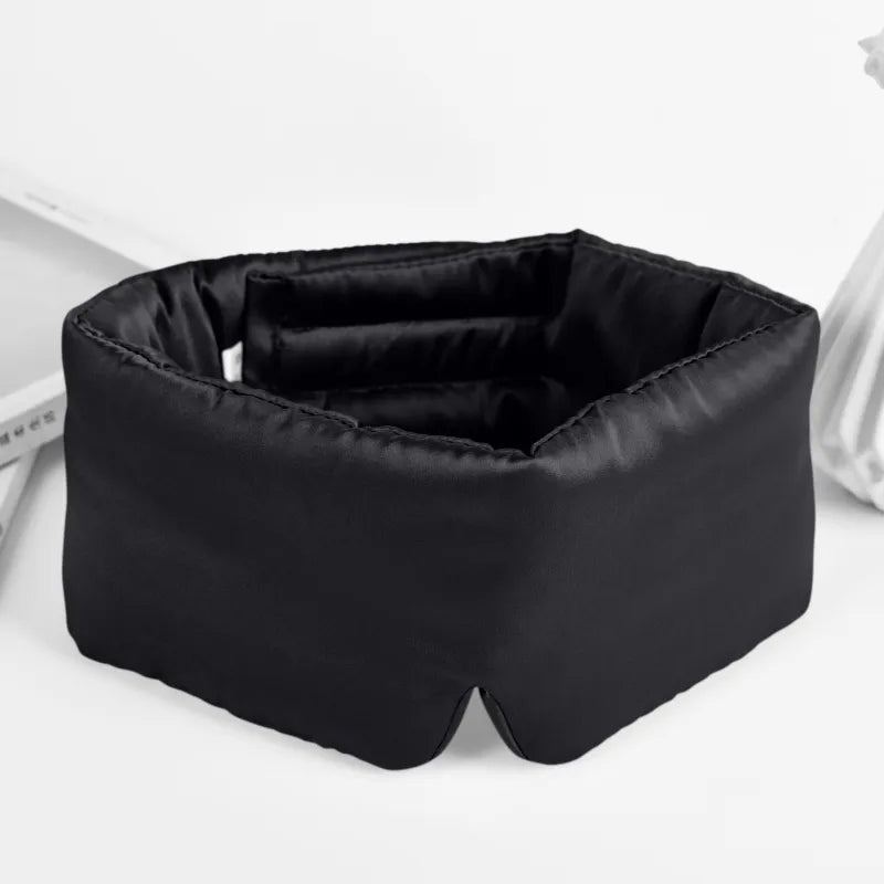 Masque de sommeil en soie noire avec bande ajustable
